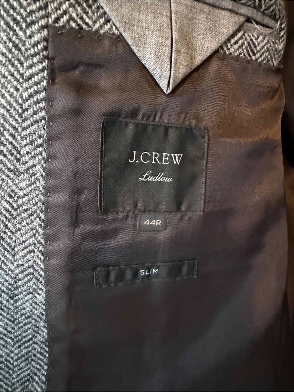 J.Crew Ludlow Gray Herringbone Wool Blazer 44R Slim
